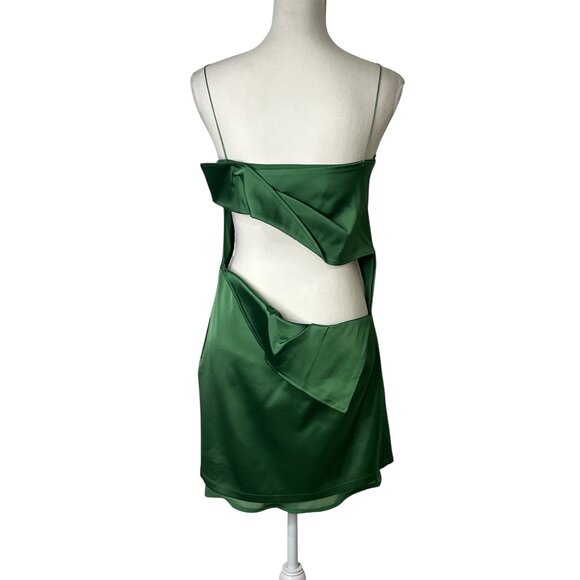 JACQUEMUS La Robe Mia Dress in Green 38 New Womens Satin Cut out Back Mini - Picture 7 of 17
